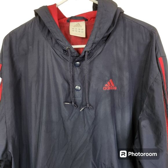 Vintage Y2K Adidas Mens Pullover Windbreaker Hoodie Size Medium - Picture 4 of 9